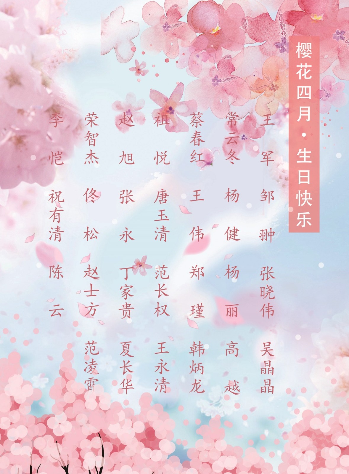 【生日祝?！抗ё?4月生日的員工生日快樂(lè)！